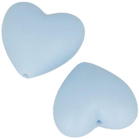 Perlina Di Silicone Forma Di Cuore X 2 - 29 X 19 X 12 Mm - Blu Pastello - Foto 4