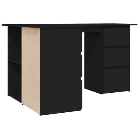 Scrivania ad Angolo Nera 145x100x76 cm in Legno Multistrato - Foto 7