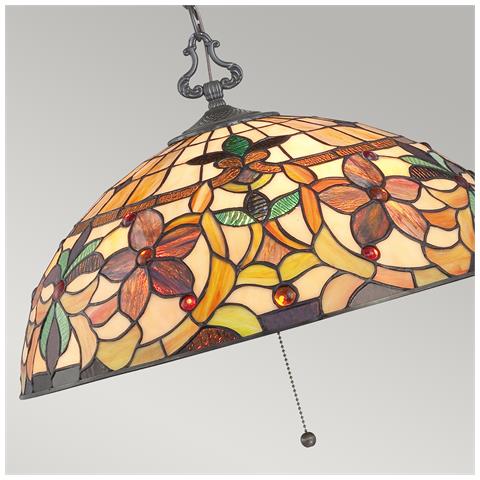 Lampada Da Soffitto Tiffany A 3 Luci Vintage Bronzo, Attacco E27 - Foto 2