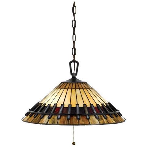 Lampada Da Soffitto Tiffany A 3 Luci Vintage Bronzo, Attacco E27 - Foto 1
