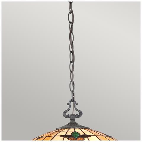 Lampada Da Soffitto Tiffany A 3 Luci Vintage Bronzo, Attacco E27 - Foto 4