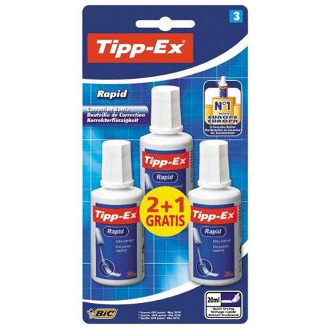 Tipp-ex Rapid Correction Fluid - Value Pack Di 3 (2 1 Gratis) - Facili Da Correggere - Ottima Copertura - 20ml - Foto 1