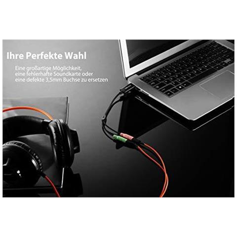 Usb Card Esterno Audio Usb A 3.5mm Jack Aux Stereo Audio Adapter Per Ps4 Pc Laptop Desktop Altoparlanti O Cuffia Con Separata Plug - Housing Metal Durable Intrecciato - Foto 2