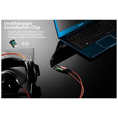 Usb Card Esterno Audio Usb A 3.5mm Jack Aux Stereo Audio Adapter Per Ps4 Pc Laptop Desktop Altoparlanti O Cuffia Con Separata Plug - Housing Metal Durable Intrecciato - Foto 4