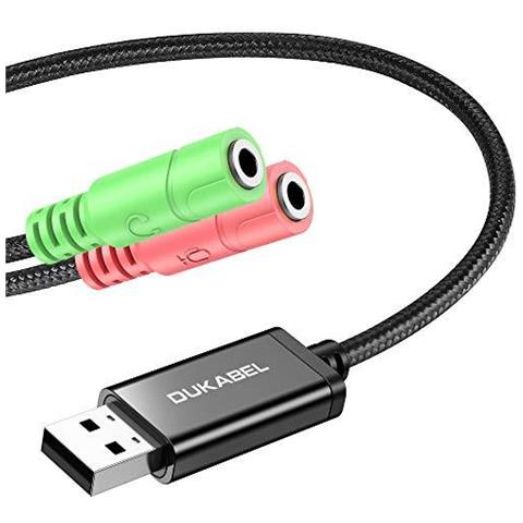 Usb Card Esterno Audio Usb A 3.5mm Jack Aux Stereo Audio Adapter Per Ps4 Pc Laptop Desktop Altoparlanti O Cuffia Con Separata Plug - Housing Metal Durable Intrecciato - Foto 1