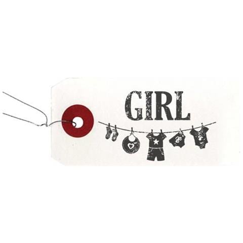 Etichette Bianche + Timbro Di Legno 'girl' - Foto 1