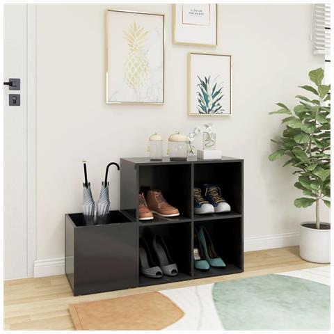 Scarpiera da Ingresso Grigia 105x35,5x70cm in Legno Multistrato - Foto 2