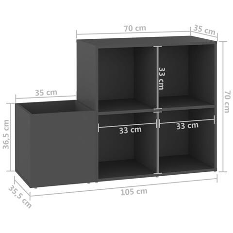 Scarpiera da Ingresso Grigia 105x35,5x70cm in Legno Multistrato - Foto 8