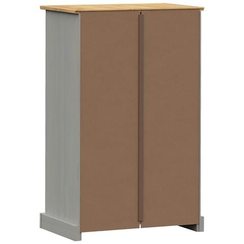 Scarpiera Vigo 60x35x96 Cm In Legno Massello Di Pino Grigio - Foto 2