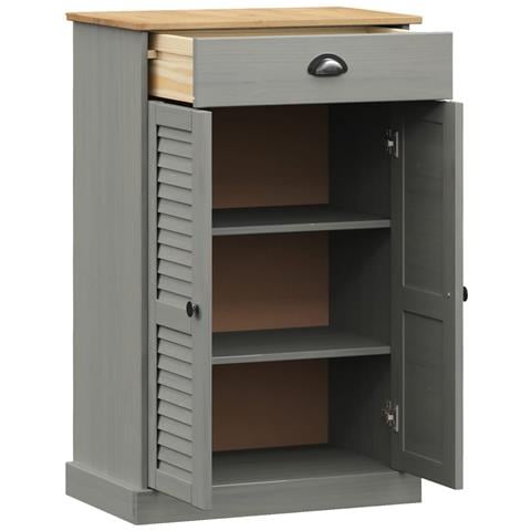 Scarpiera Vigo 60x35x96 Cm In Legno Massello Di Pino Grigio - Foto 9