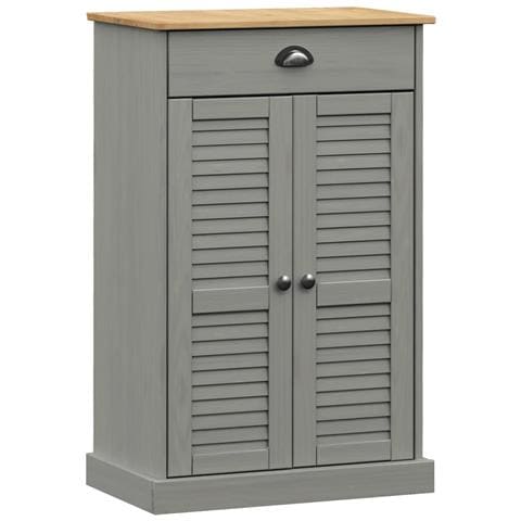 Scarpiera Vigo 60x35x96 Cm In Legno Massello Di Pino Grigio - Foto 1