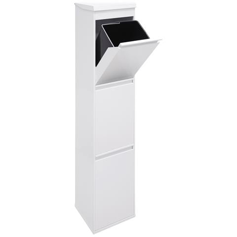 Top Cr321-b Pattumiera Per Raccolta Differenziata Con Ripiano Superiore Multiuso, 3 Secchi, Mobile D'acciaio (3 X 17l) 51l Bianco - Foto 3