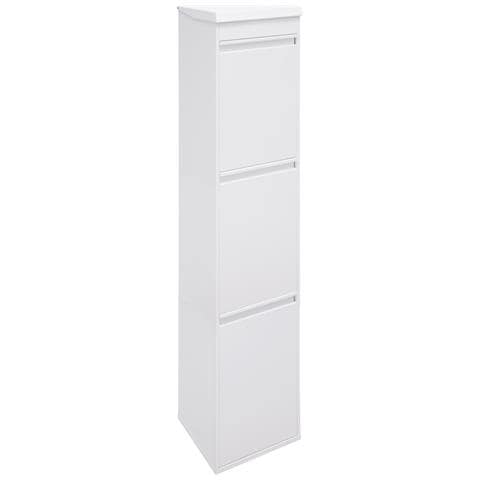 Top Cr321-b Pattumiera Per Raccolta Differenziata Con Ripiano Superiore Multiuso, 3 Secchi, Mobile D'acciaio (3 X 17l) 51l Bianco - Foto 2
