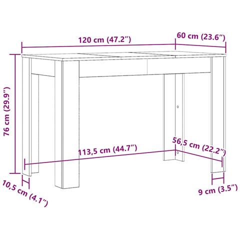 Tavolo Da Pranzo Grigio Sonoma 120x60x76 Cm Legno Multistrato - Foto 8