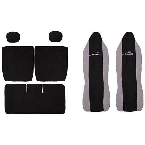Coprisedili Auto Compatibili Per C1, Made In Italy, Set Di Copri Sedili Anteriori E Posteriori Con Copri Poggiatesta Incluso, Tessuto Poliestere, Colore - Nero - Foto 2