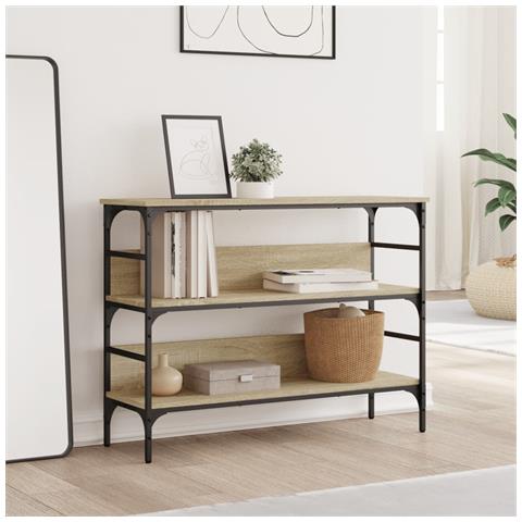 Tavolo Consolle Rovere Sonoma 100x32x75 Cm In Legno Multistrato - Foto 3