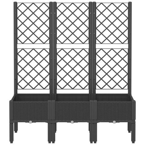 Fioriera Da Giardino Con Traliccio Nera 120x40x142 Cm In Pp - Foto 3