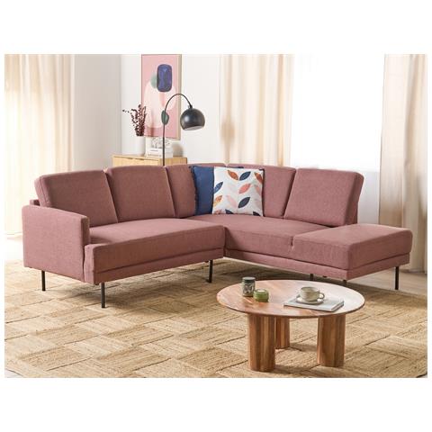 Divano Angolare 4 Posti Breda Tessuto Rosa Lato Sinistro - Foto 1