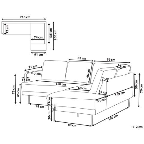 Divano Angolare 4 Posti Breda Tessuto Rosa Lato Sinistro - Foto 8