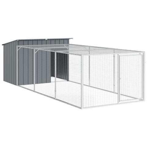 Casetta Cani Con Corsa Antracite 153x396x110 Cm Acciaio Zincato - Foto 1
