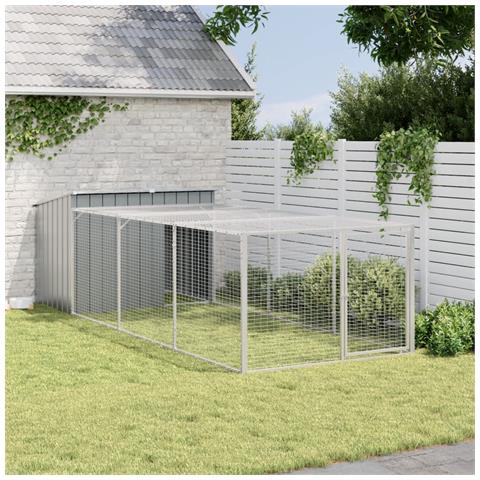 Casetta Cani Con Corsa Antracite 153x396x110 Cm Acciaio Zincato - Foto 2