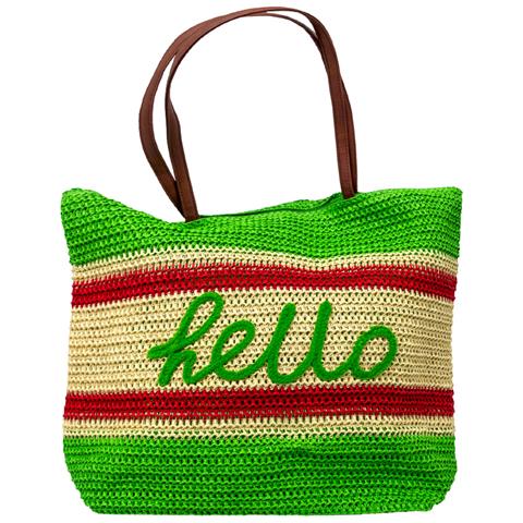 Borsa Mare Spiaggia Piscina A Spalla Borsone Grande Modello Hello Verde - Foto 1