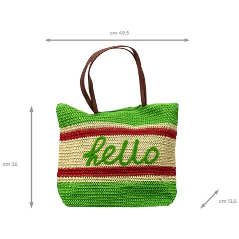 Borsa Mare Spiaggia Piscina A Spalla Borsone Grande Modello Hello Verde - Foto 2
