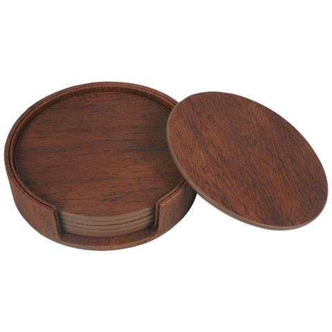 Set Di 6 Sottobicchieri Rotondi In Pelle Pu Con Supporti Brown - Foto 5