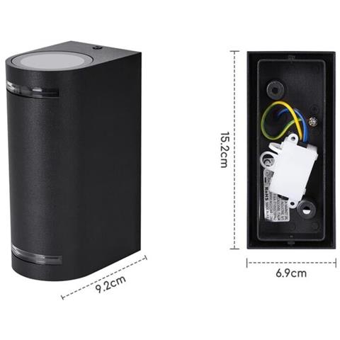 Applique Doppio Lampada Da Parete Muro Portafaretto Gu10 Esterno Ip54 Nero - Foto 5