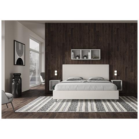 Letto Contenitore Imbottito 200x210  Similpelle Bianco Focus - Foto 2