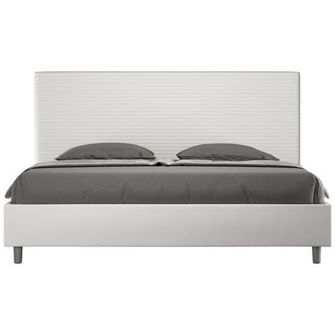 Letto Contenitore Imbottito 200x210  Similpelle Bianco Focus - Foto 1