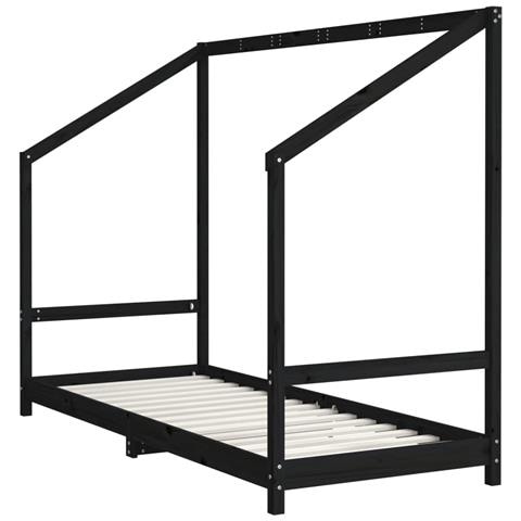 Giroletto Per Bambini Nero 80x200 Cm In Legno Massello Di Pino - Foto 3