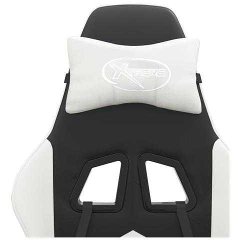 Sedia da Gaming Girevole Nero e Bianco in Similpelle - Foto 2