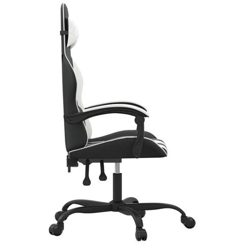 Sedia da Gaming Girevole Nero e Bianco in Similpelle - Foto 10
