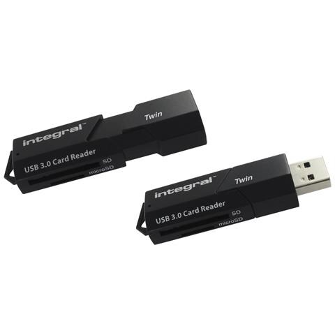 USB 3.0 TWIN CARD READER lettore di schede USB 3.2 Gen 1 (3.1 Gen 1) Nero - Foto 1
