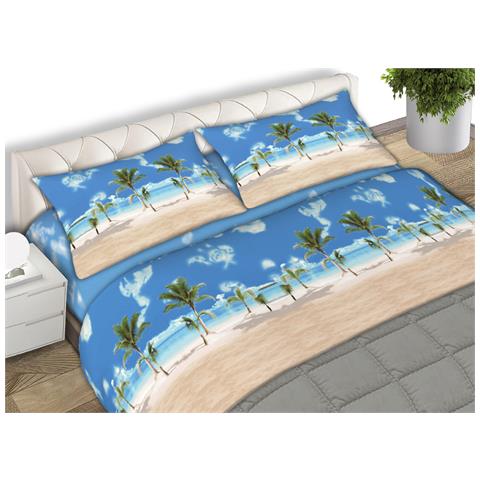 Completo Lenzuola Letto 100% Cotone Made Italy Disegno Playa Cn Piazza E Mezza Playa - Foto 1