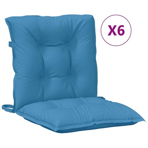 Cuscini Sedia Schiena Bassa 6 Pz Blu Mélange 100x50x7 Tessuto - Foto 2