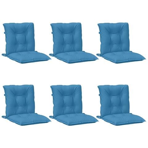 Cuscini Sedia Schiena Bassa 6 Pz Blu Mélange 100x50x7 Tessuto - Foto 3