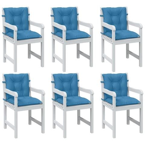 Cuscini Sedia Schiena Bassa 6 Pz Blu Mélange 100x50x7 Tessuto - Foto 1