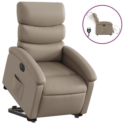 Poltrona Alzapersona Reclinante Elettrica Cappuccino Similpelle - Foto 2