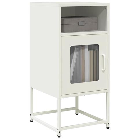 Comodino Bianco 36x39x78 Cm In Acciaio Laminato A Freddo - Foto 1