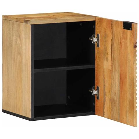 Mobile Pensile Da Bagno Marrone 38x33,5x48 Cm Legno Di Mango - Foto 1