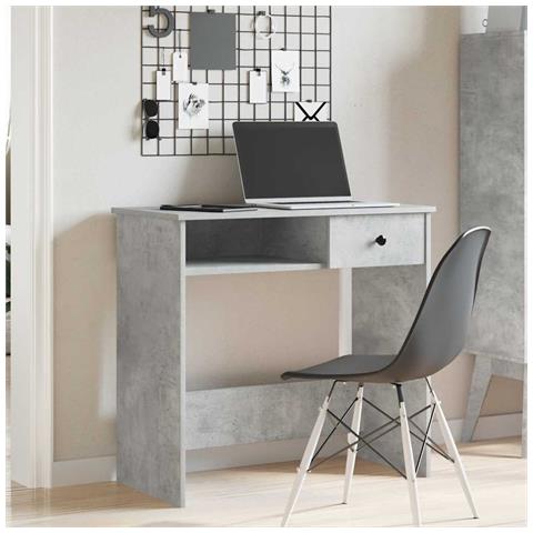 Scrivania Grigio Cemento 80x40x75 Cm In Legno Multistrato - Foto 3