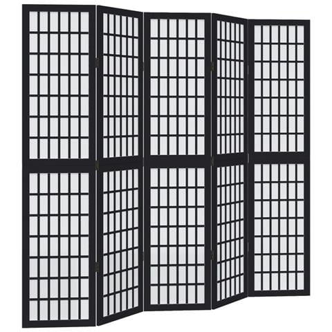 Divisorio Ambienti 5 Pannelli Nero Legno Massello Di Paulownia - Foto 2