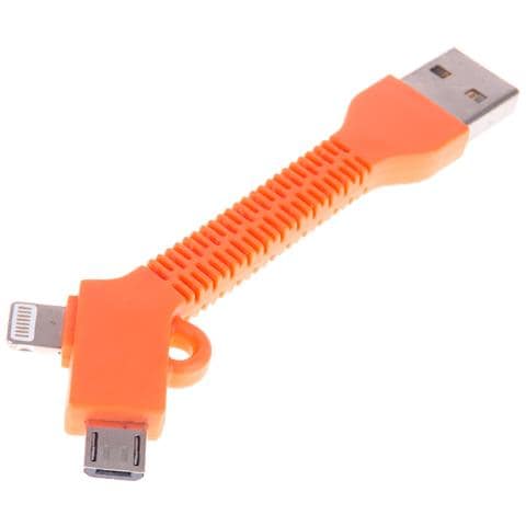 Dam Connettore  2 In 1 Semirigido Ip5/6 E Micro Usb 8x2 Cm. Arancia - Foto 1