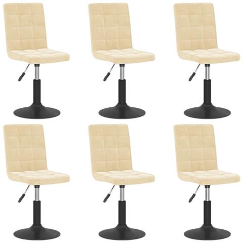 Sedie Da Pranzo Girevoli 6 Pz Crema In Velluto - Foto 2