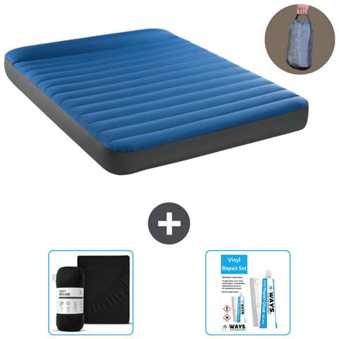 Set Materassino Gonfiabile - 203x152x22 Cm - Blu - Include Accessori Coordinati Cb18 - Foto 1