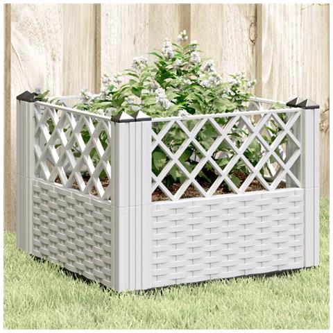 Fioriera Da Giardino Con Picchetti Bianca 43,5x43,5x43,5 Cm Pp - Foto 8