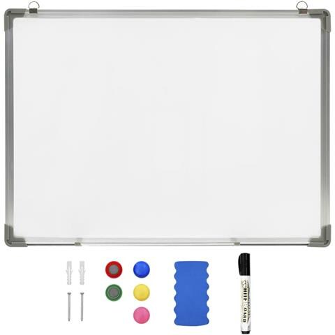 Lusso Casadino -  Lavagna Magnetica Bianca Cancellabile A Secco 70x50 Cm Acciaio - Foto 2