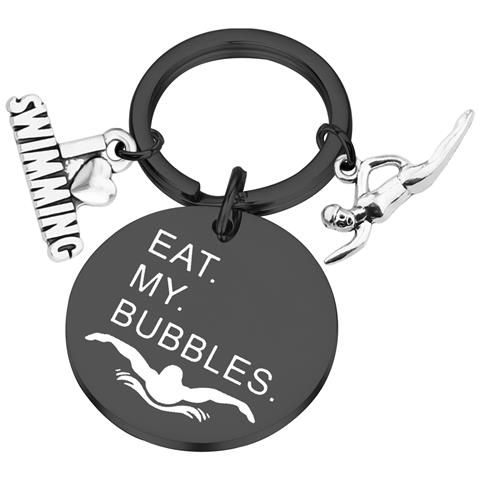 Elegante Portachiavi Da Nuotatore In Acciaio Inox Nero - Regalo Perfetto - Foto 1